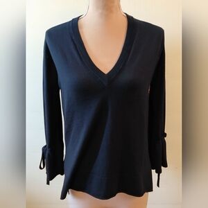 J. Crew Merino Wool Blue Bell Flutter Sleeves Small Old Money Classic Nautical